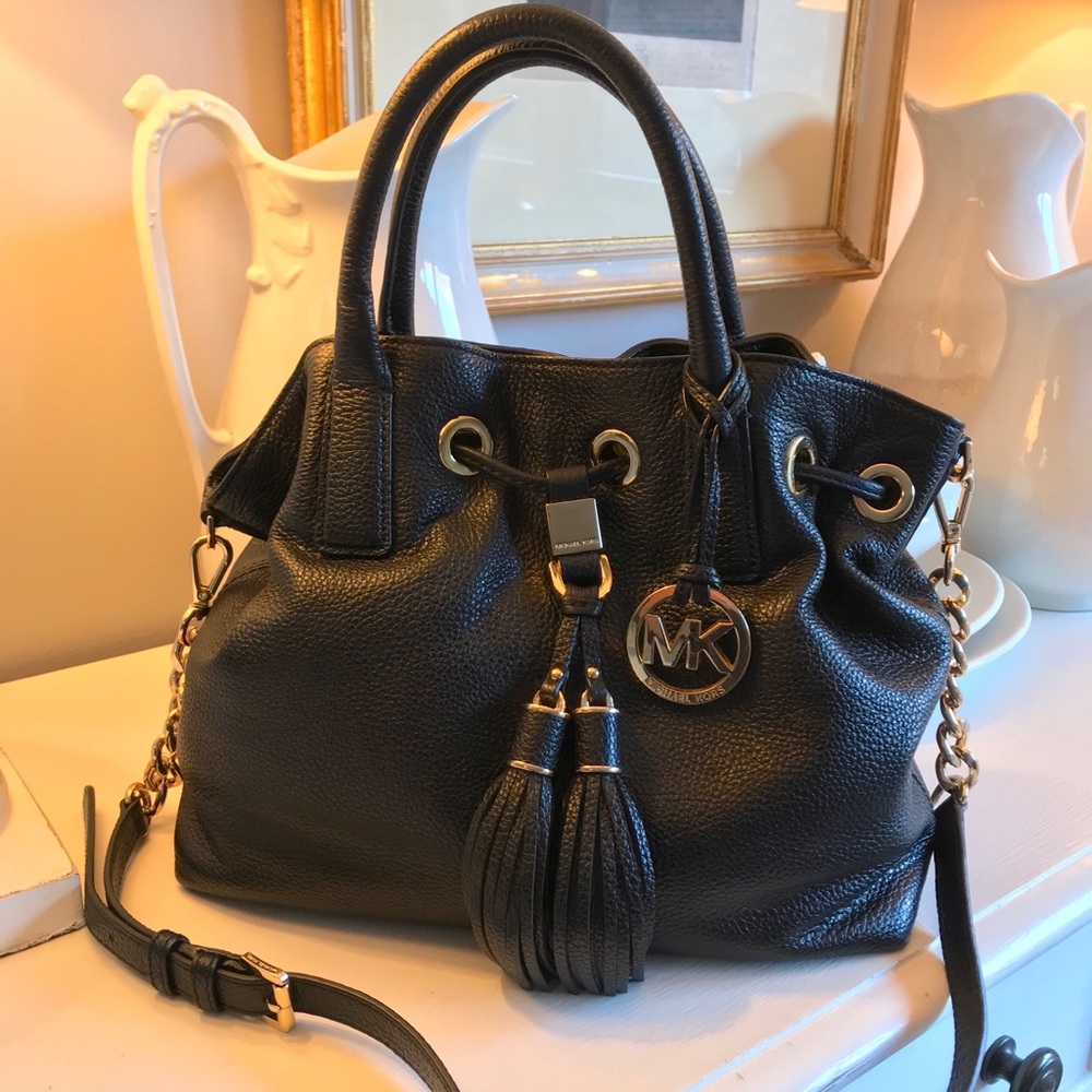 Michael Kors Camden Black Leather Satchel.